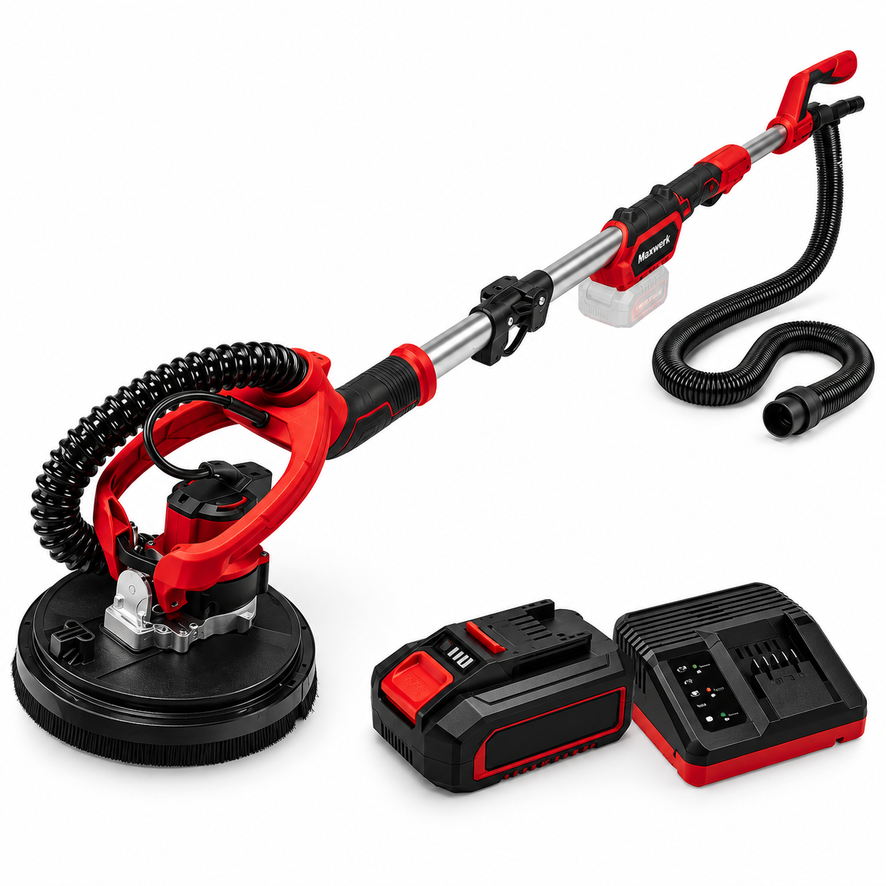 Maxwerk Cordless Drywall Sander Kit Maxwerk PXC TE-DW 18/225 Li-Ionen-Wand- und Deckenschleifer inklusive Ladegerät und 1 × 4,0-Ah-Akku – Bild 1